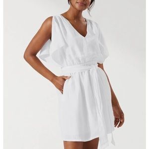 St. Lucia Linen-Blend Split-Shoulder Dress